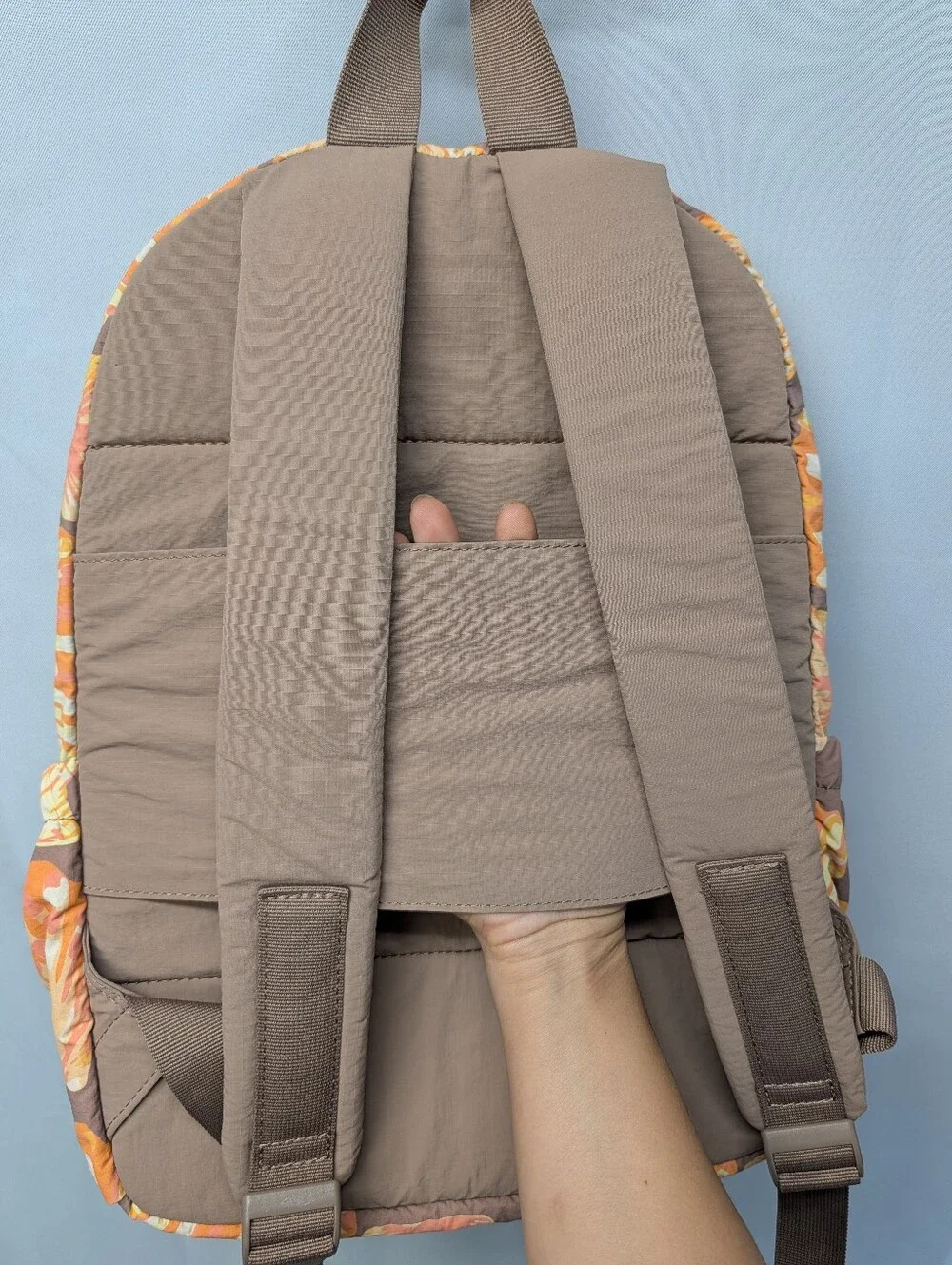 ALOHA Collection Sunrise Shell Print Backpack in Orange, Yellow & Brown NWOT